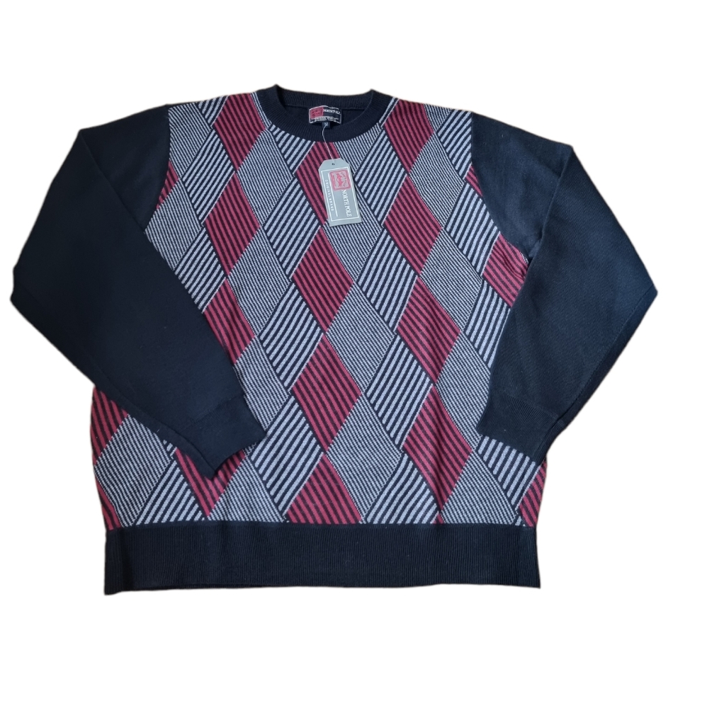 🆕️Vintage 90s North Pole Argyle Sweater NWTS